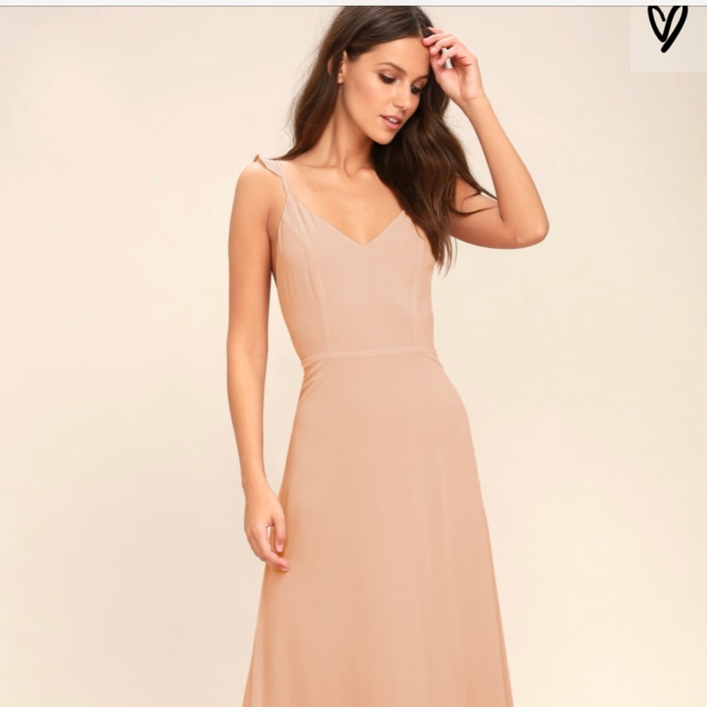 Meteoric Rise Blush Maxi Bridesmaids Dress